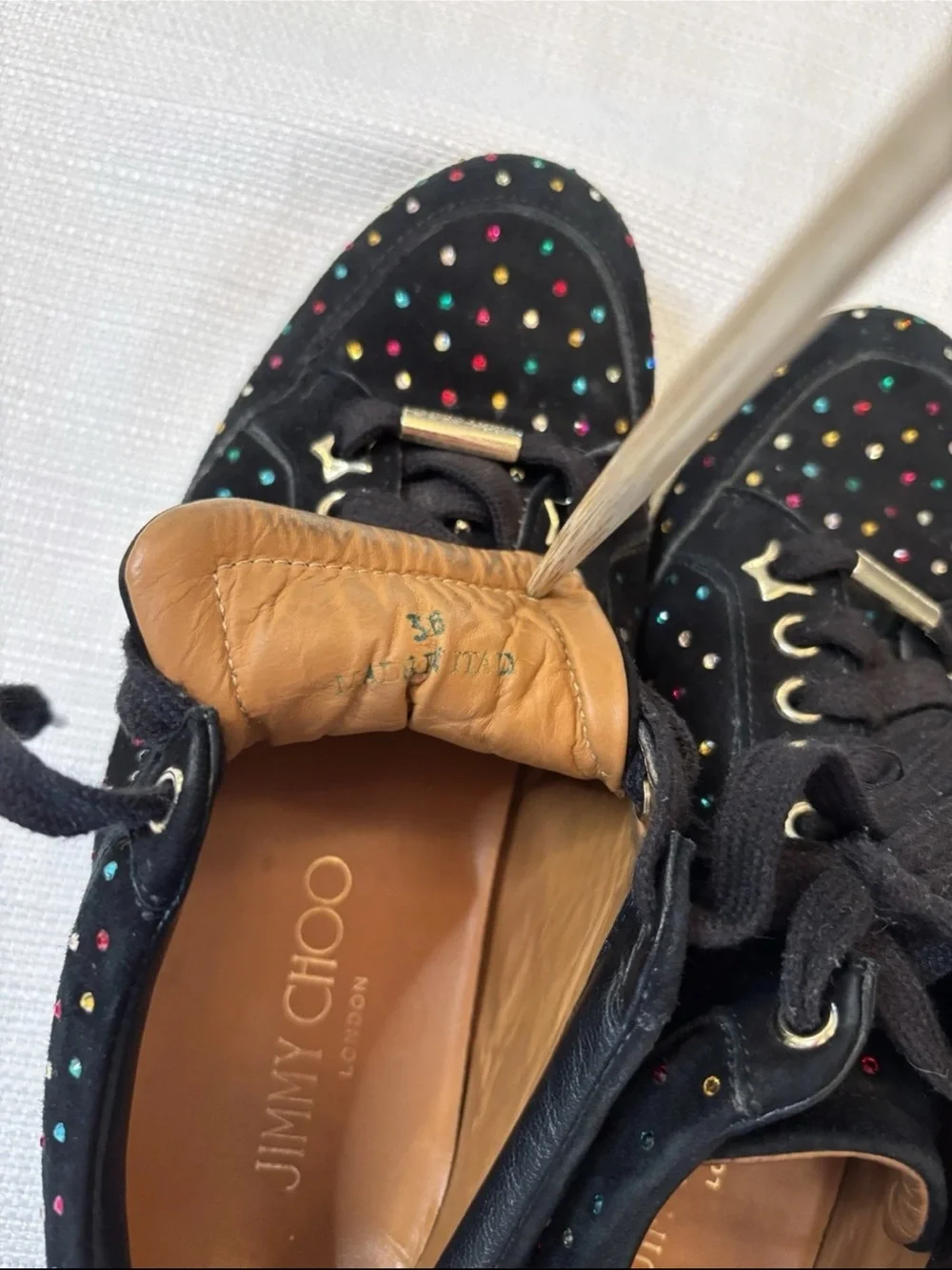 Jimmy Choo Miami Trainer Women 36 US 5.5-6 Black Suede Multicolor Sneakers